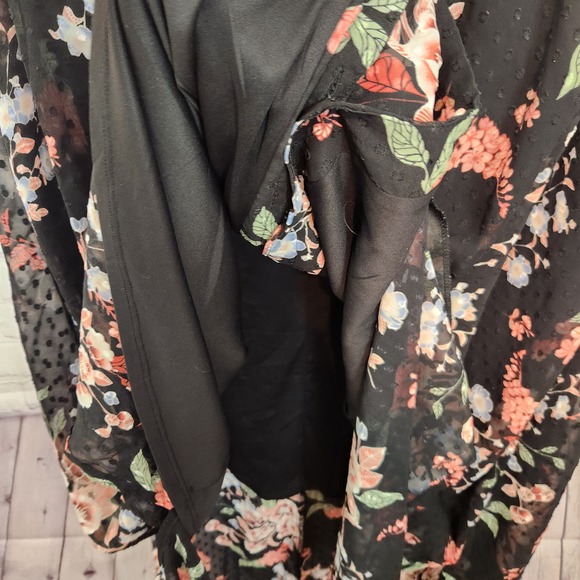 Lane Bryant Black Floral Swiss Dot Short sleeve Maxi Women's Dress 24 - Picture 9 of 10